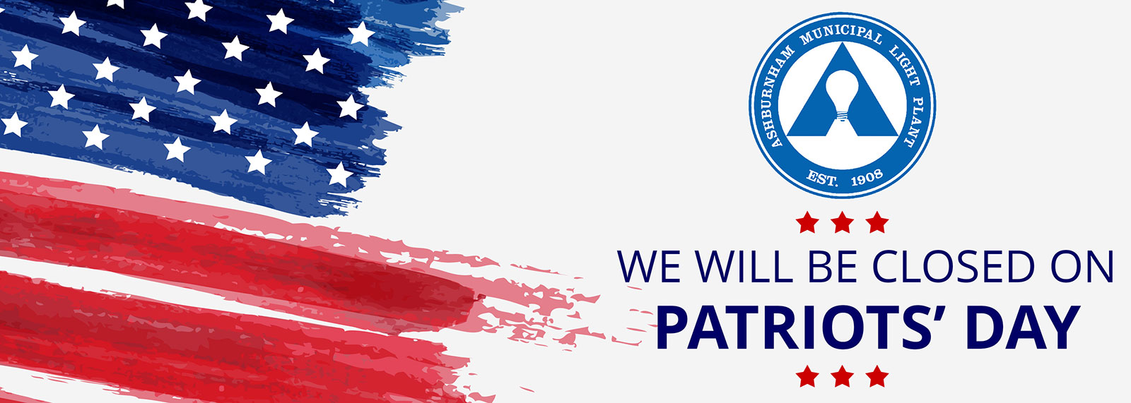 AMLP Patriots Day graphic with abstract American flag in the background